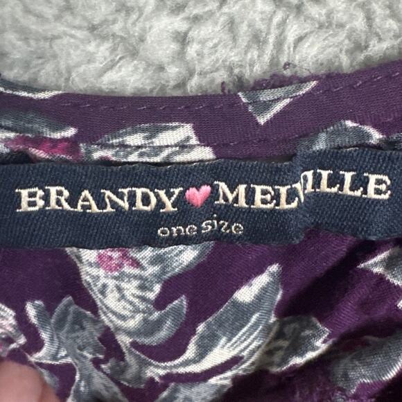 Brandy Melville Purple Floral Sleeveless Dress Backless One Size Vacay Beachy - Picture 6 of 7